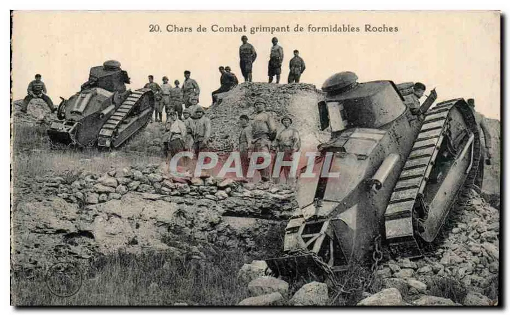 Kampfpanzer, die formidablen Felsen erklimmen — Serie 20 — Phototypie A. Bonneau, Mulhouse - Vorderseite