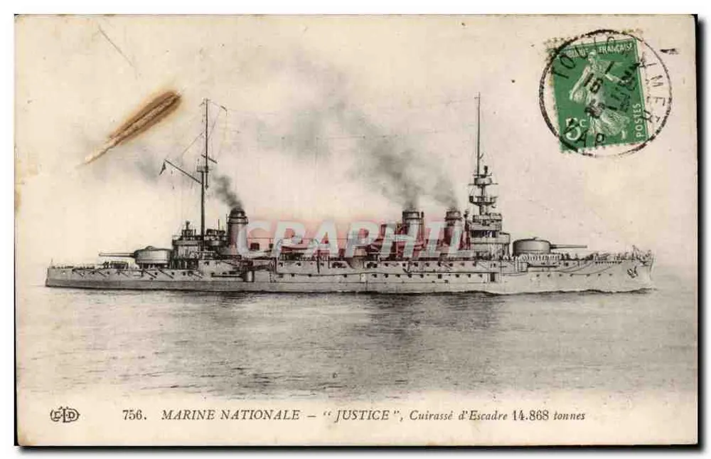 Panzerkreuzer 'Justice' — Marine Nationale — Verlag CFD, Nr. 756 - Vorderseite