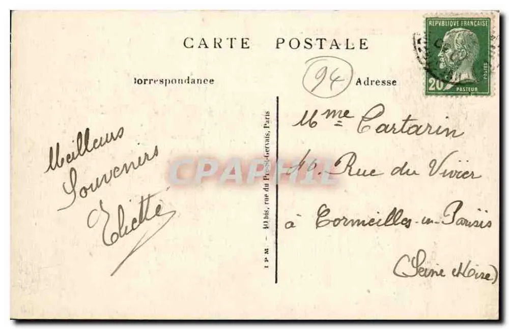 Villeneuve-Saint-Georges — Rue de Paris — C.G. n°30 - Verso