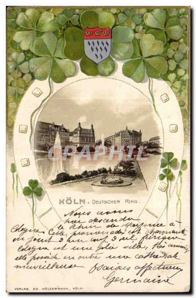 Köln, Deutscher Ring — Ansicht des Rheins und der Kathedrale — Verlag Ed. Hölzermann, Köln - Vorderseite