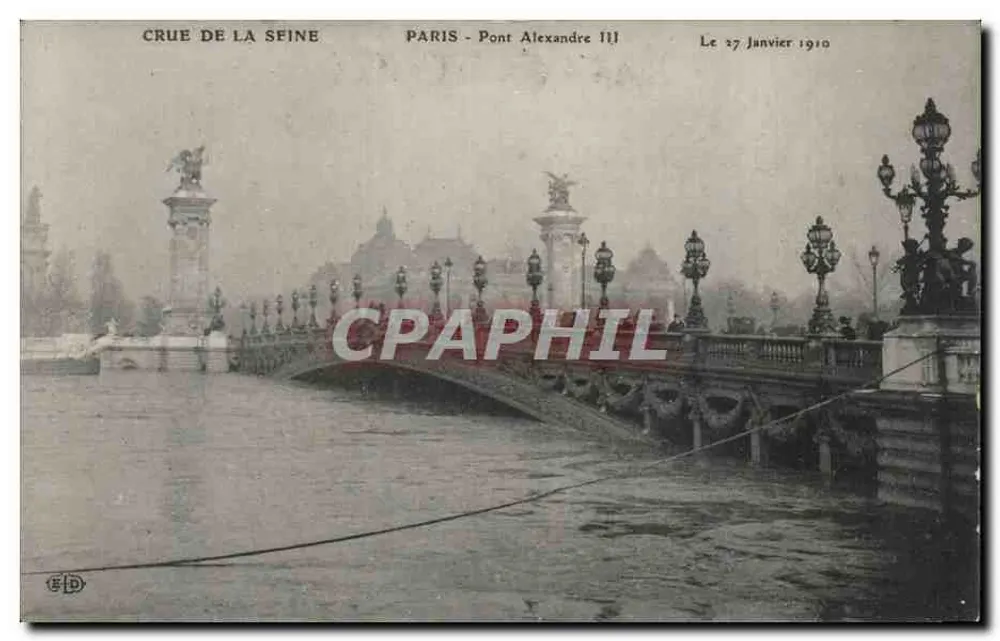 Flut der Seine — Paris - Brücke Alexandre III — Verlag E.D. n° 111 - Vorderseite