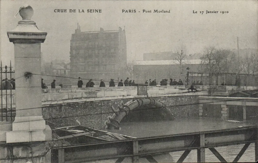 Flut der Seine — Pont Morland in Paris — Ausgabe C. F. E. D. - Vorderseite
