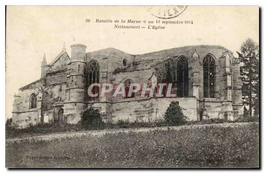 Nettancourt — Die Kirche — Schlacht an der Marne 6. bis 12. September 1914 - Vorderseite