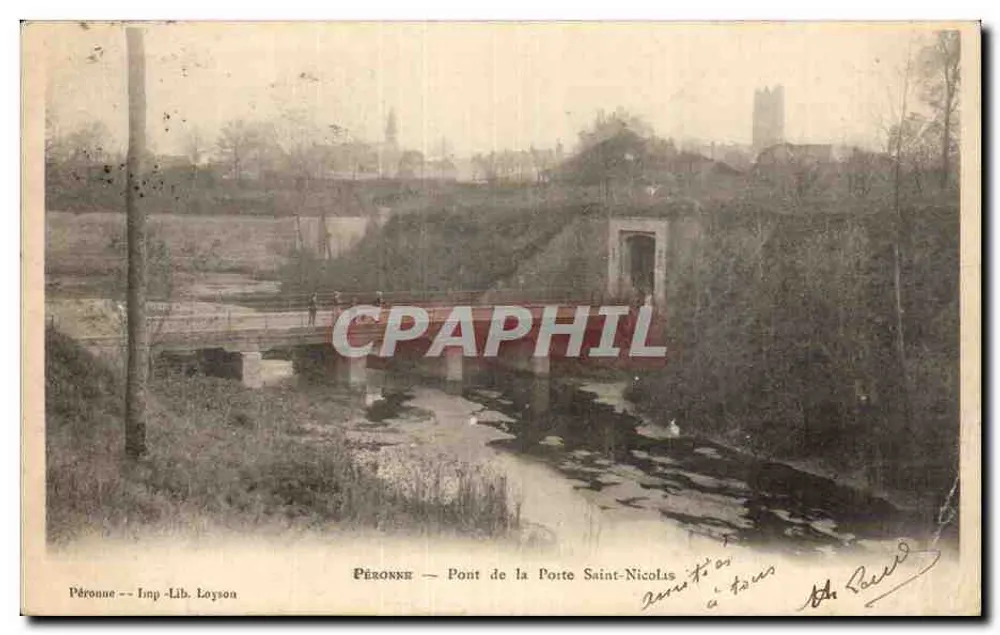 Péronne — Ponte da Porta Saint-Nicolas — Imp. Lib. Loyson - Frente