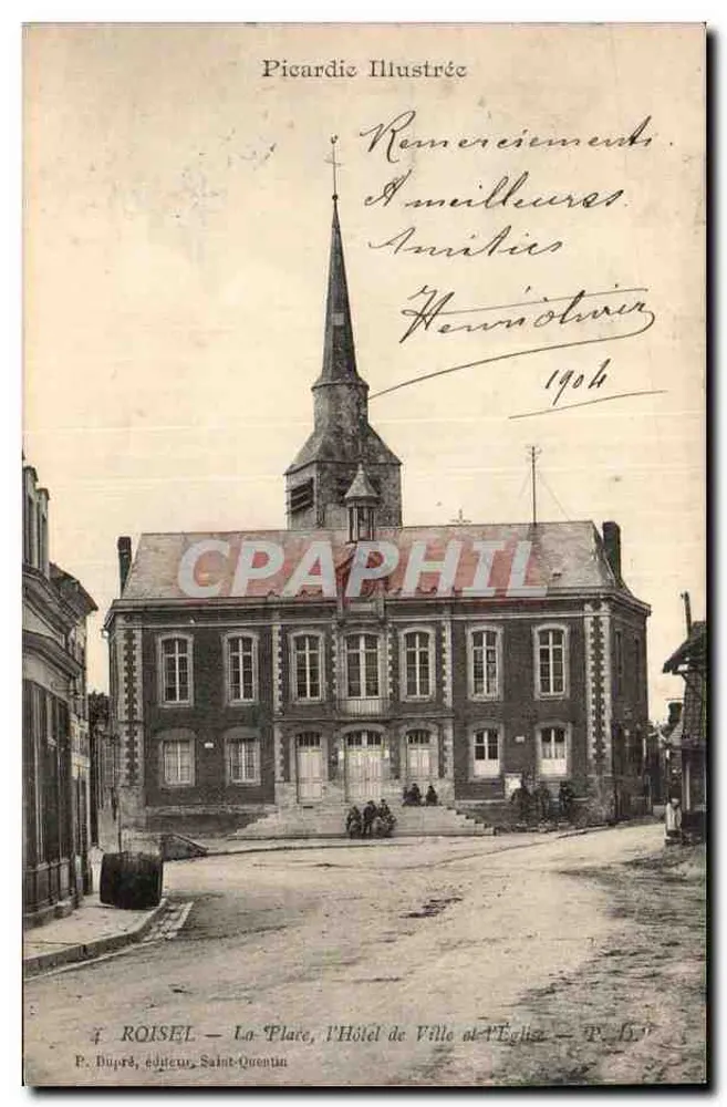 Roisel — Der Platz, das Rathaus und die Kirche — P. Dupré, Verlag, Saint-Quentin - Vorderseite