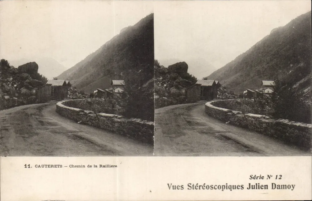 Cauterets — Caminho da Raillière — Vistas Estereoscópicas Julien Damoy, Série N° 12 - Frente