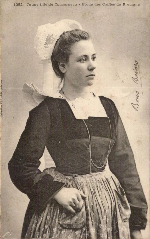 Junge Frau aus Concarneau - Studie zu bretonischen Kopfbedeckungen — Bruno Buisine, Sammlung VILLABDY, n°1282 - Vorderseite