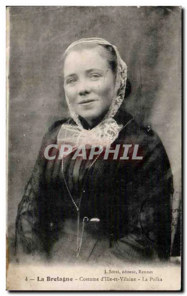 La Bretagne - Costume d'Ille-et-Vilaine - La Polka — J. Sorel, éditeur, Rennes - Recto