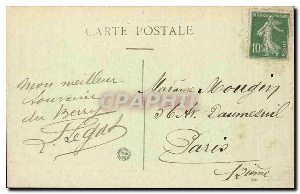 Fontenay e Sancerre vistos do Roc — Edição G. V. A. B. - Verso