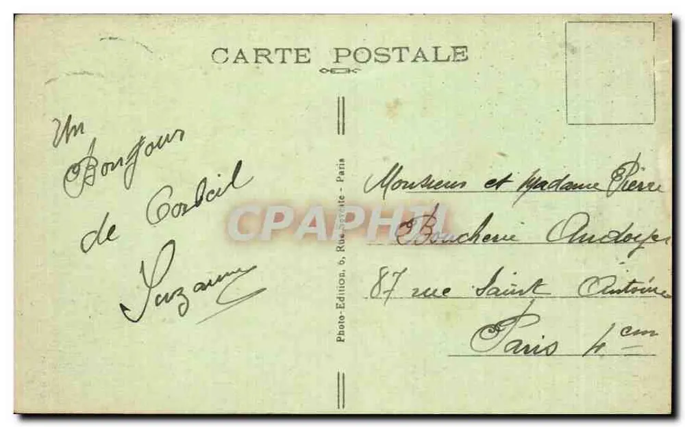 Corbeil (S.-et-O). Die Großen Mühlen und Place de la République — Photo-Edition, 6, Rue Pajol, Paris - Rückseite