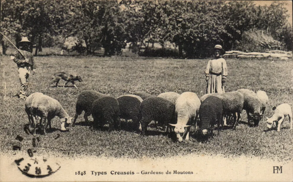 Tipos Creuseois – Guardiã de Ovelhas — Bilhete postal moderno - Frente