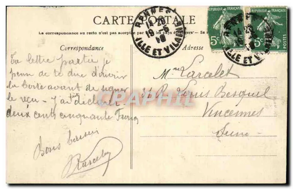 Rennes - Viehmarkt — A.G. 79 - Rückseite