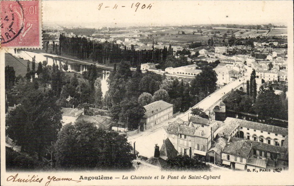 Angoulême — Die Charente und die Brücke von Saint-Cybard — B.F., Paris - Vorderseite