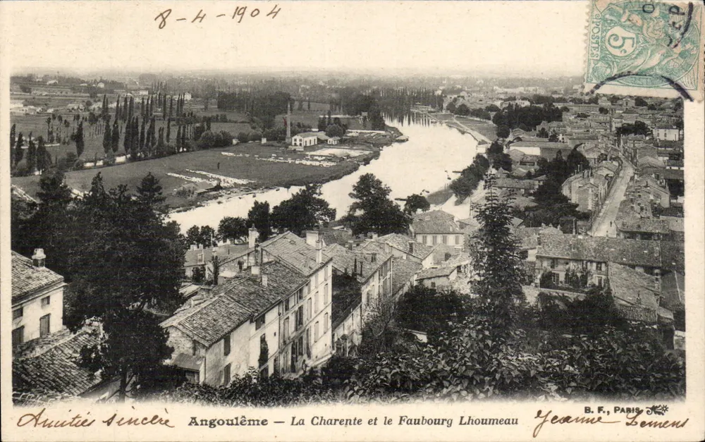 Angoulême — Die Charente und der Faubourg Lhoumeau — B. F., Paris - Vorderseite