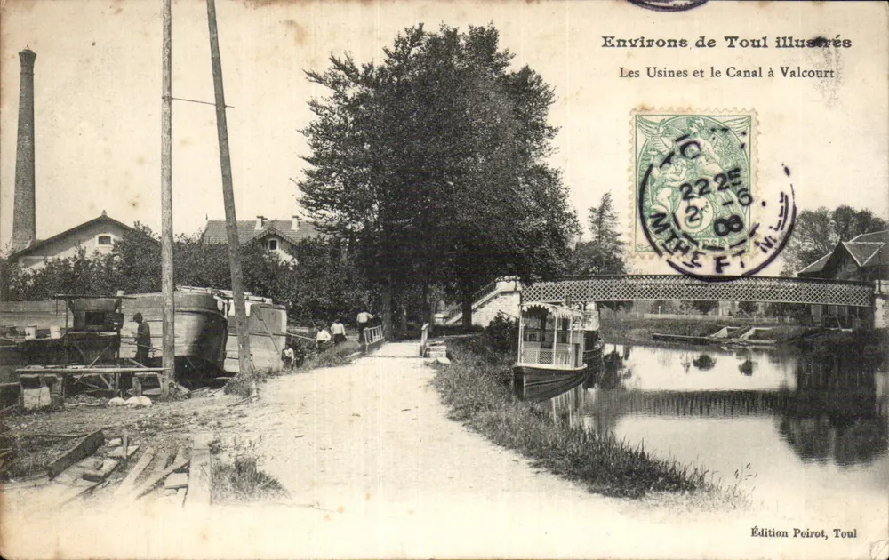 Die Fabriken und der Kanal in Valcourt — Illustrierte Ansichten der Umgebung von Toul — Edition Poirot, Toul - Vorderseite