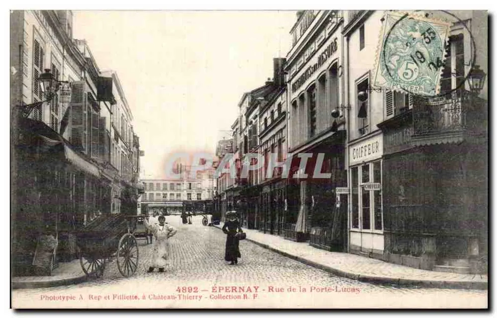 Epernay - Rue de la Porte-Lucas — Fototipia Rep e Fillette, Château-Thierry, n°4892 - Frente