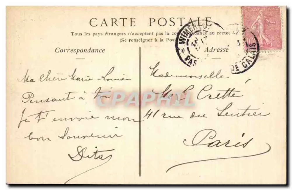 Wimereux (Pas-de-Calais) — Das Hotel Continental und die Rue Carnot — ND Phot Collections - Rückseite