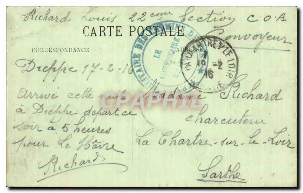 Dieppe — Visseres — Het Drogen van de Haaklijnen — LL. n° 3057 - Achterkant