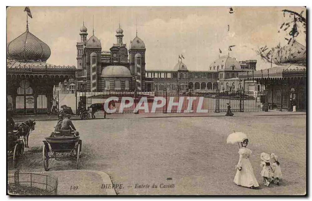 Dieppe — Entrada do Casino — editor J. de Lamazc, n° 149 - Frente