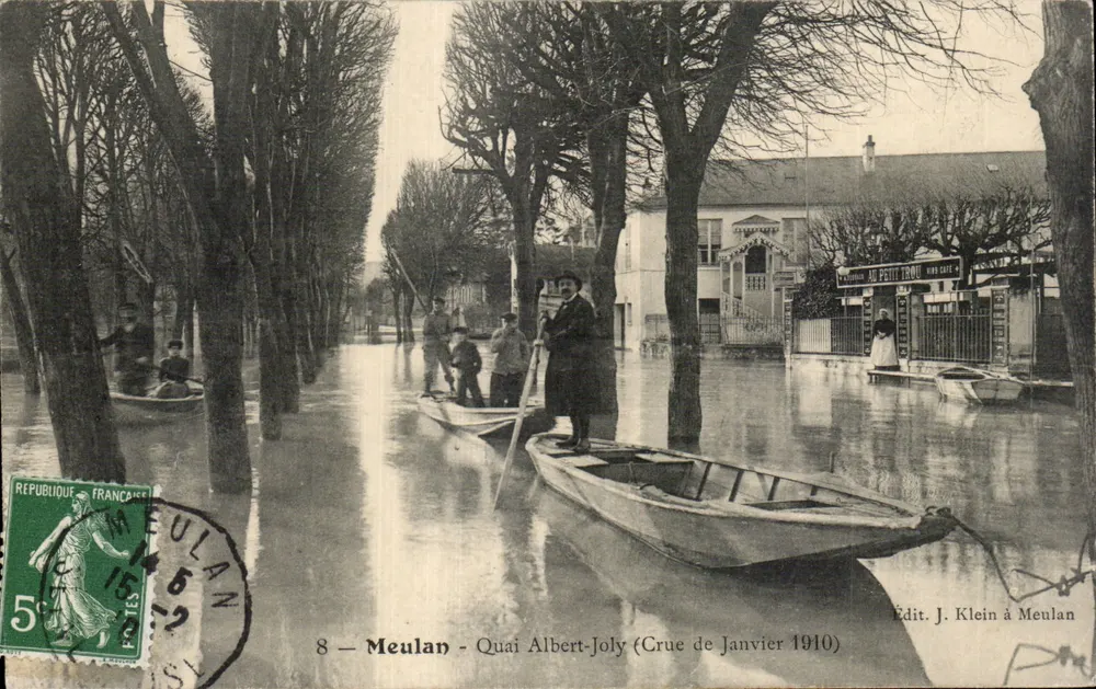 Meulan - Quai Albert-Joly — Hochwasser Januar 1910 — Verlag J. Klein, Meulan - Vorderseite