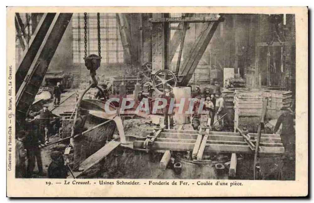 Le Creusot — Schneider Werke — Giessung eines Teils — Sammlung des Photo-Clubs, Ch. Marlet, Adit, Le Creusot - Vorderseite