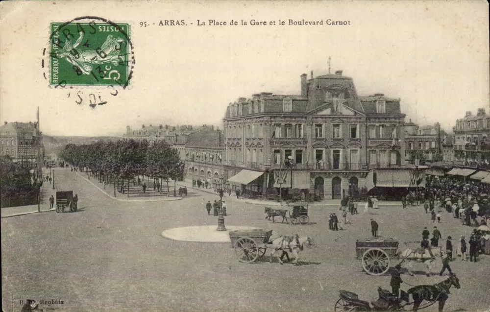 Arras - Place de la Gare und Boulevard Carnot — B. Dr. Roubaix, n°95 - Vorderseite