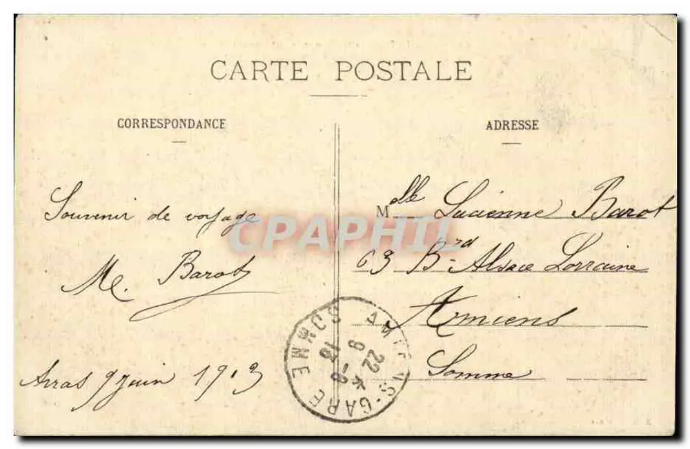 Arras - Place de la Gare und Boulevard Carnot — B. Dr. Roubaix, n°95 - Rückseite