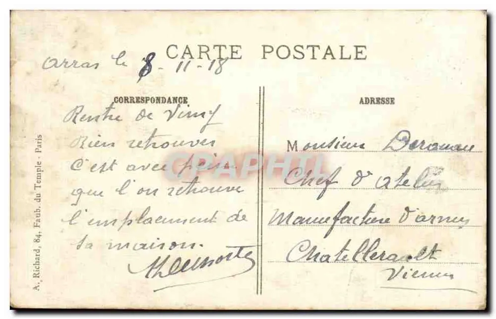 Souchez (P.-de-C.) — A estrada de Givenchy — A.R. — n° 530 - Verso