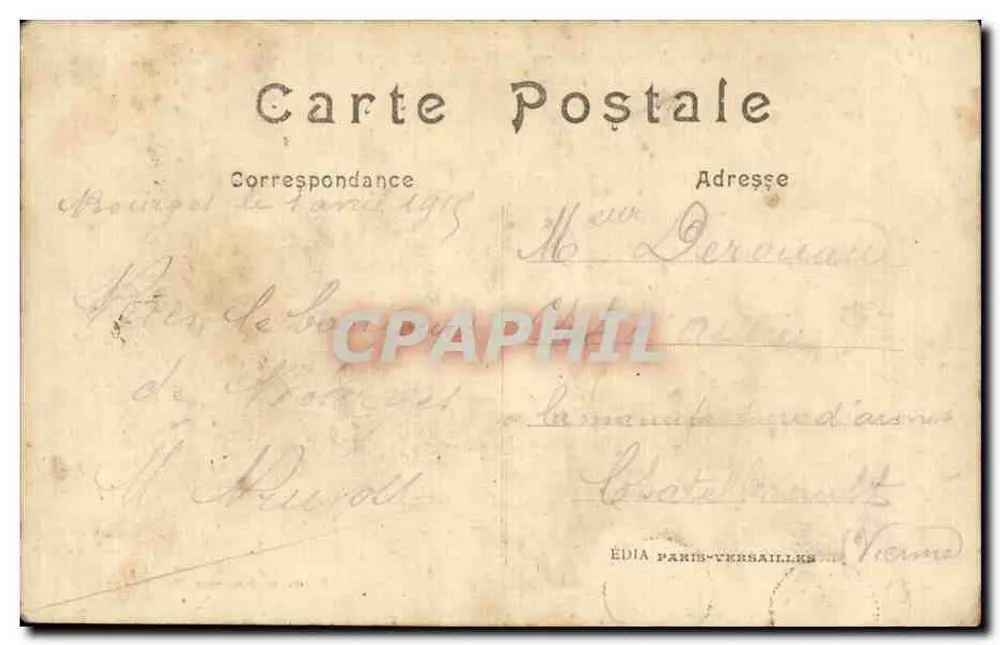 Senlis — Danos da Guerra de 1914 — rue de la République — Editora Paris-Versailles - Verso
