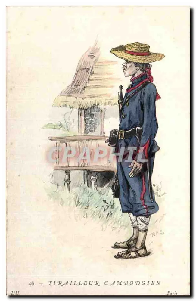 Cambodgianer-Tirailleur — militärische Illustration — L'H. Paris, n° 46 - Vorderseite