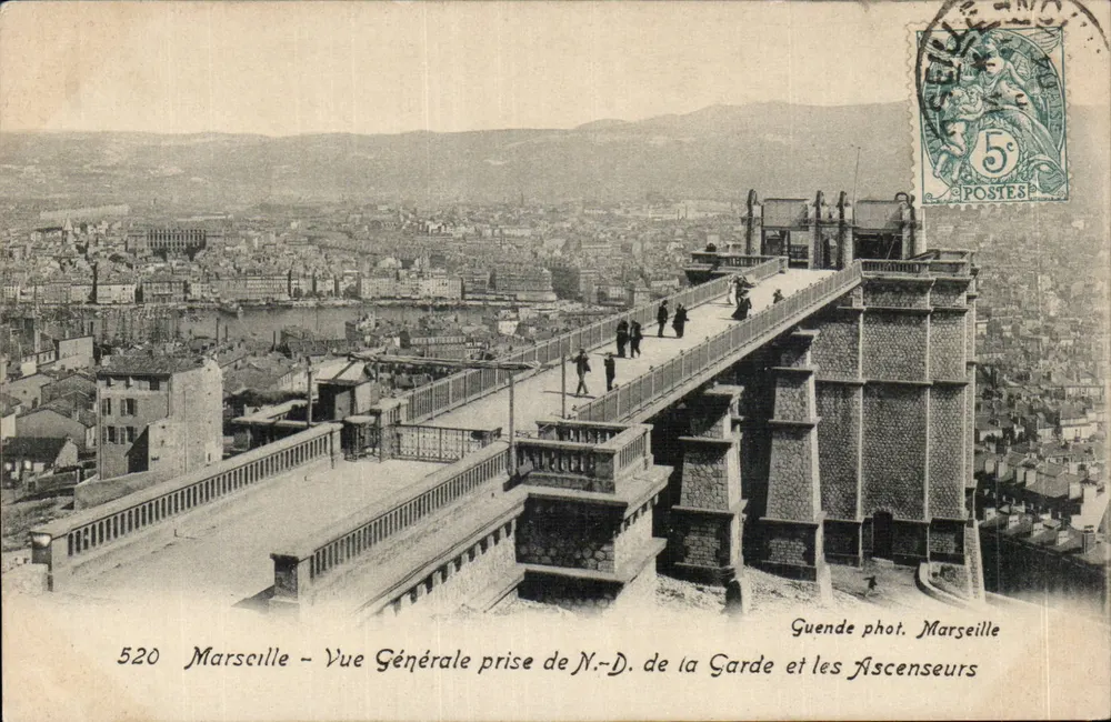 Marseille - Allgemeine Ansicht vom N.-D. de la Garde und den Aufzügen — Guende phot. Marseille, n°520 - Vorderseite