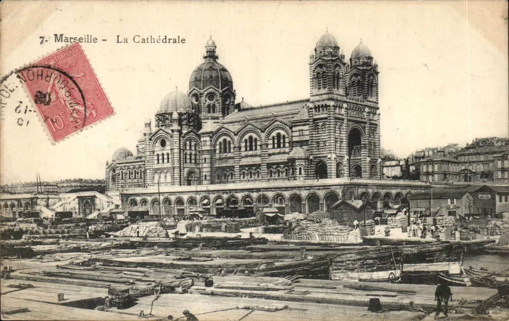 Marseille - A Catedral — vista do porto e da obra — editor desconhecido, n°7 - Frente