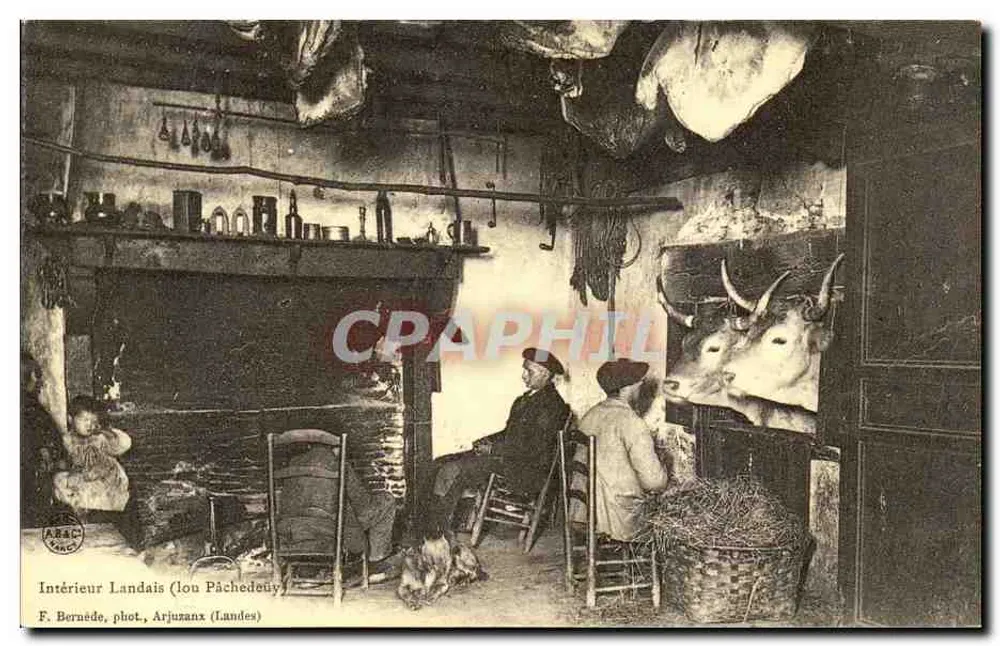Wnętrze landaise (Lou Pächedeüy) — F. Bernède, fot., Arjuzanx (Landes) - Awers