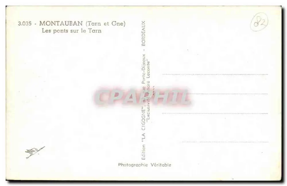 Pontes sobre o Tarn — Montauban — Edição 'LA CIGOGNE' - Verso