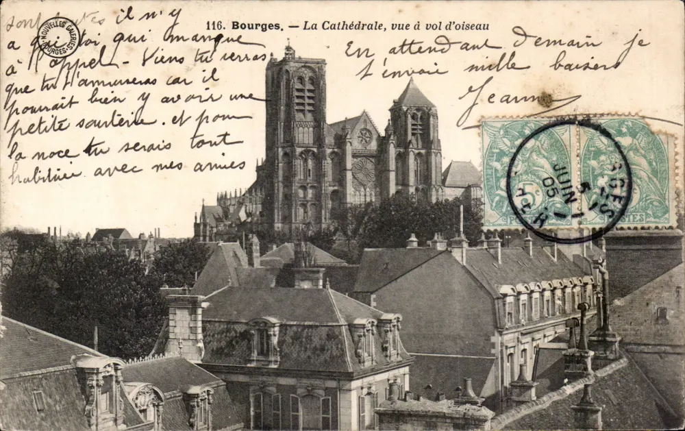 Bourges — Die Kathedrale, Vogelperspektive — Neue Karten - Vorderseite