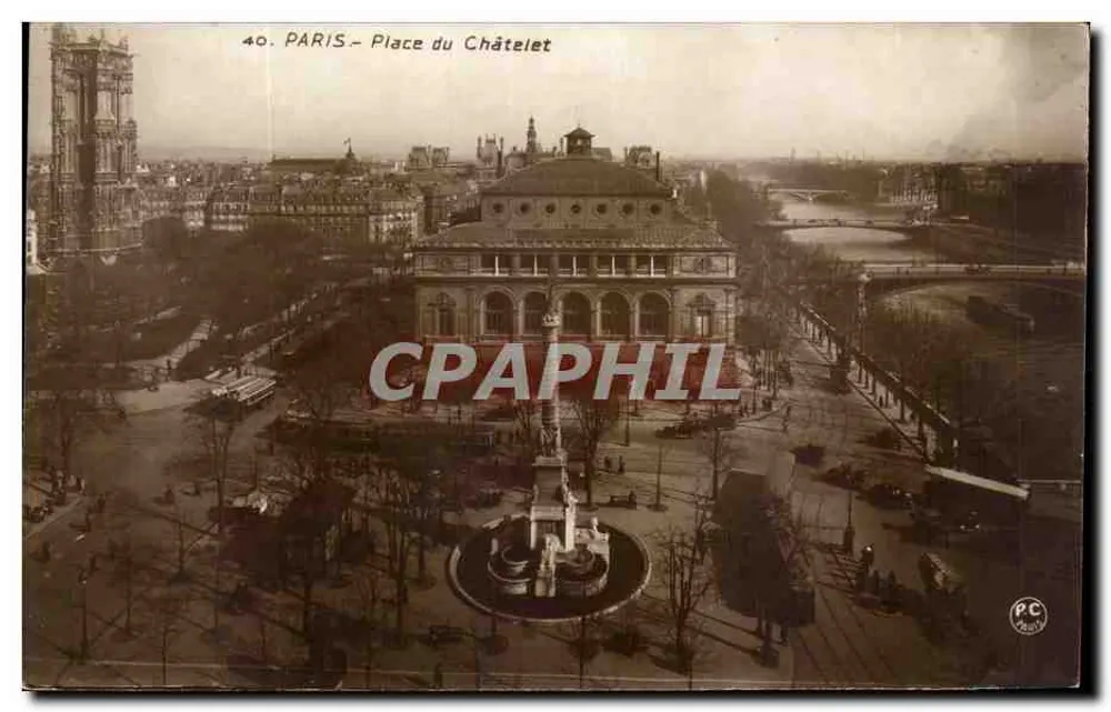 Paris - Place du Châtelet — vista aérea — editor PC Paris, n°40 - Frente
