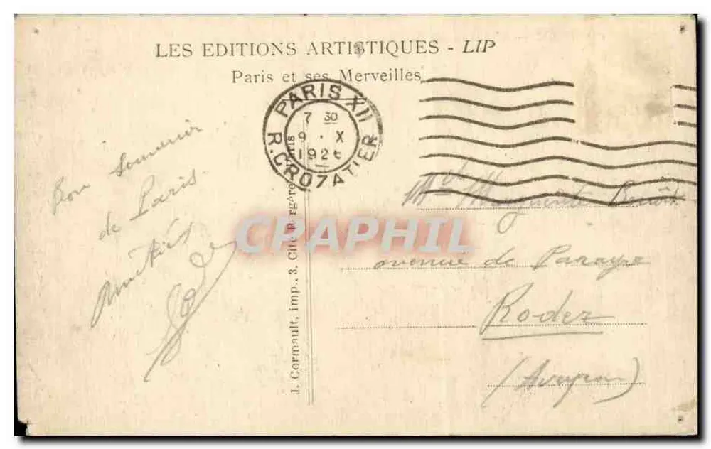 PARIS — Die Avenue de l'Opéra (Aussicht vom Hôtel du Louvre) — LIP, n°486 - Rückseite
