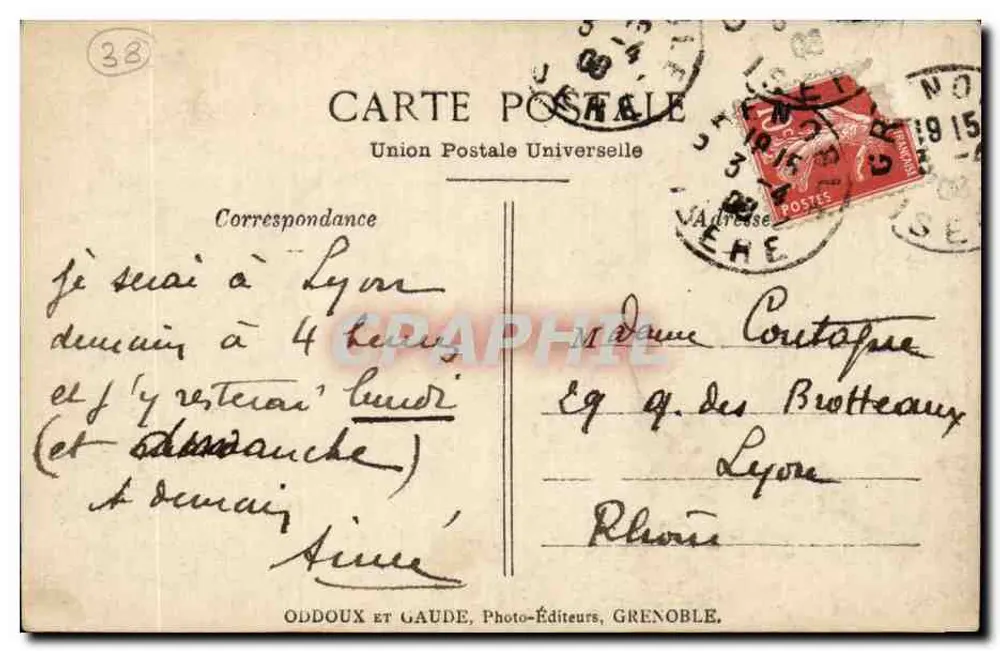 Crenoble - Vista Geral, Le Moucherot - Oddoux et Gaude, Grenoble - Verso