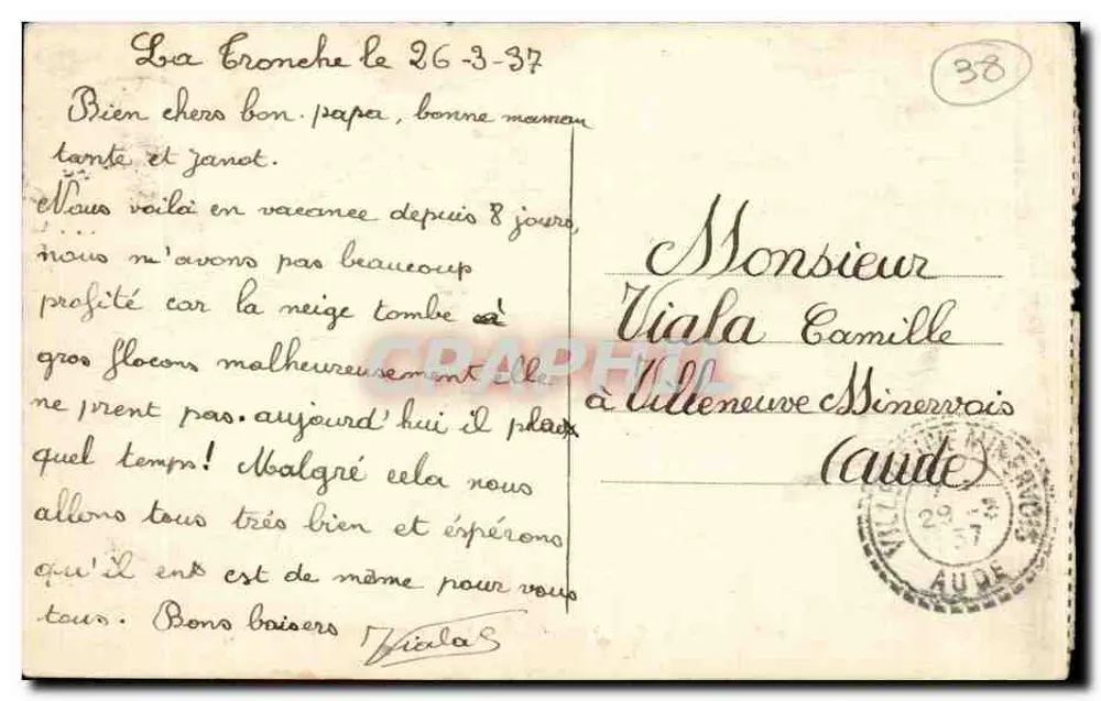 Grenoble — Allgemeiner Blick, die Isère und die Alpen — CI.A.V. Nr. 027 - Rückseite