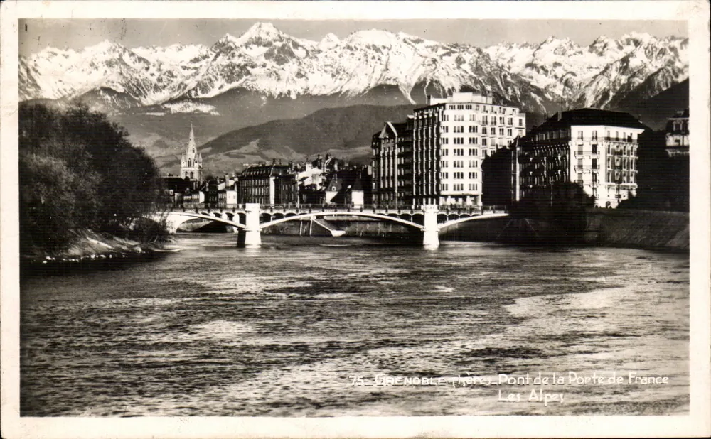 Grenoble - Brücke der Porte de France - Die Alpen - Vorderseite