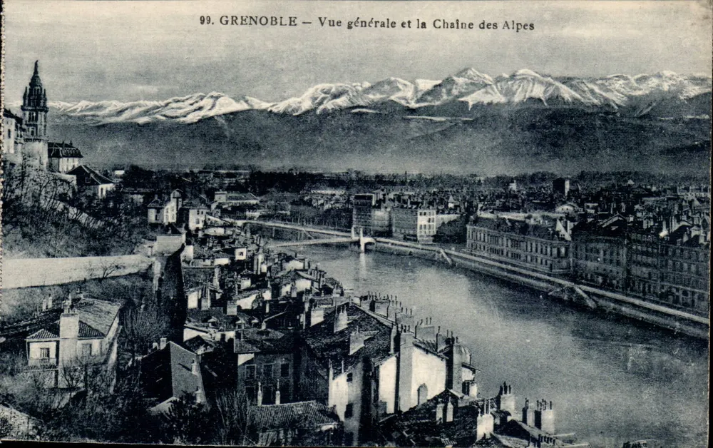 Grenoble — Allgemeiner Blick und die Alpenkette — Edit. Bourclet, Grenoble - Vorderseite