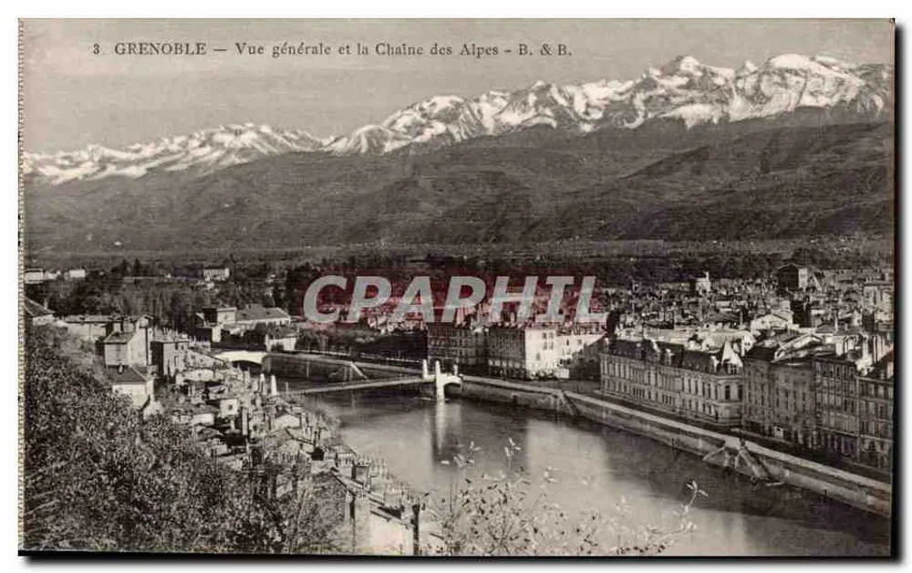 Grenoble — Allgemeiner Blick und die Alpenkette — B. & B. - Vorderseite