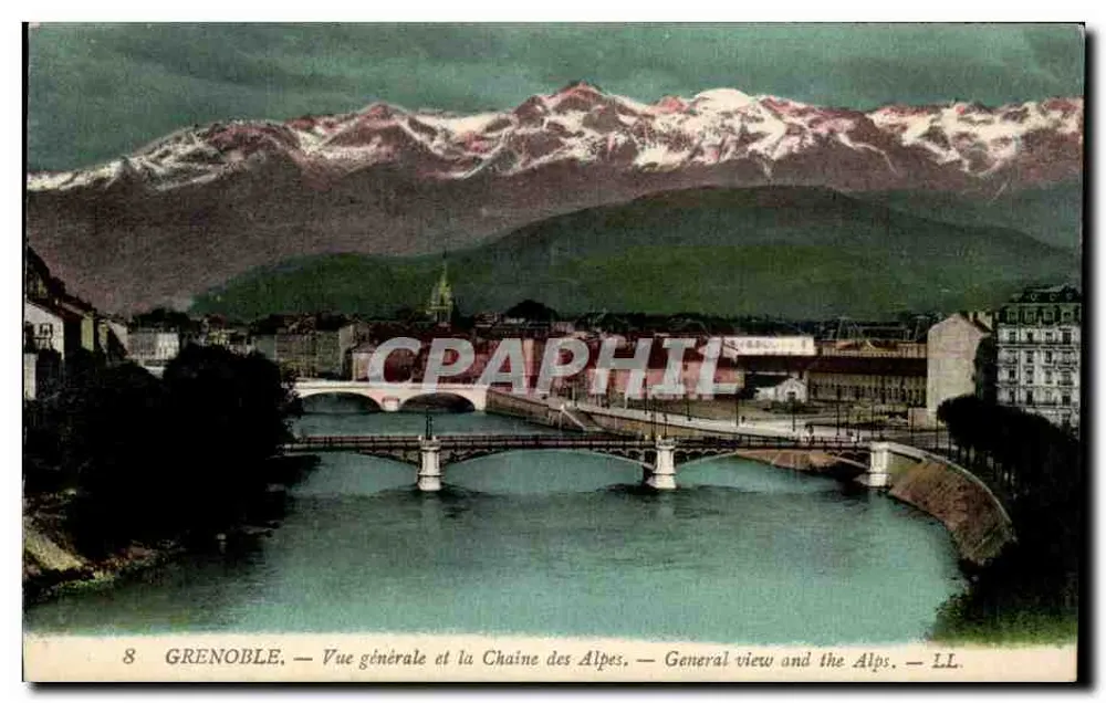 Grenoble — Allgemeiner Blick und die Alpen — LL. — Lévy Fils et Cie, Paris - Vorderseite