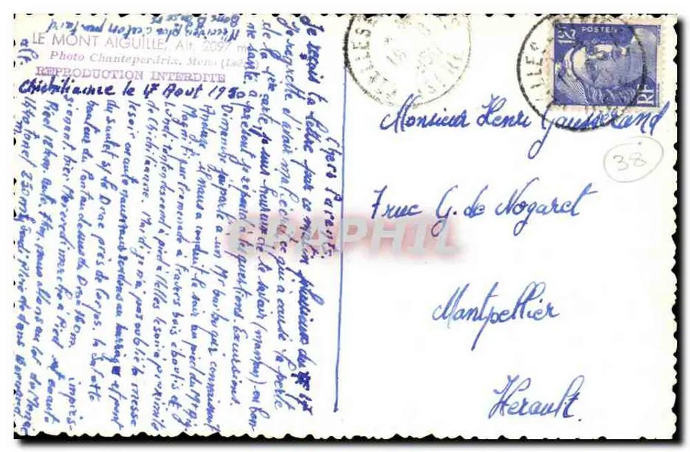 Monte Aiguille — Alt. 2097 m — Foto Chanteperdrix, Ménil (Isère) - Verso