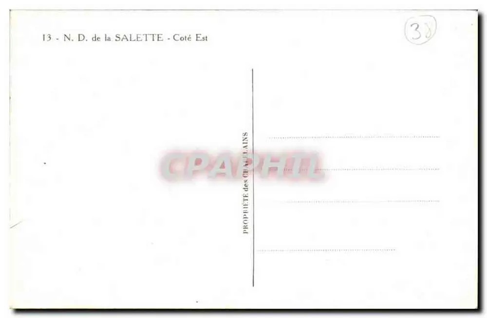 N.D. de la Salette — Lado Leste — Propriedade dos Théâtaillains - Verso