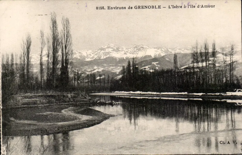 Ambiente de GRENOBLE — L’Isère à l’Île d’Amour — CI. A. V. — n° 0156 - Frente