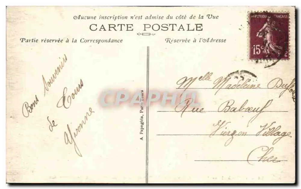 Tours (Indre-et-Loire) — Avenida de Grammont — A. P. - Verso