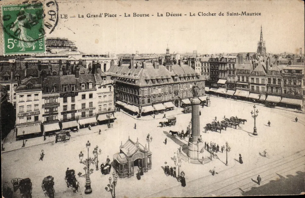 Lille — Die Grand' Place - Die Bourse - Die Göttin - Der Turm von Saint-Maurice - Vorderseite