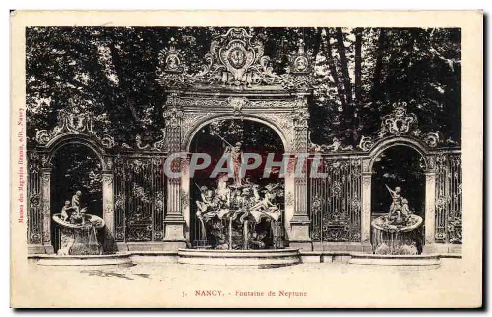 NANCY - Fontaine de Neptune — Musée des Migratins, édit. Nauyry - Frente