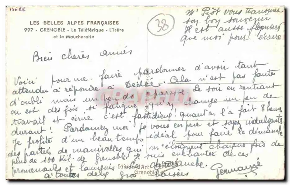 Grenoble — O Teleférico — O Rio Isère e o Moucherotte — Edição Art Grenoble - Verso